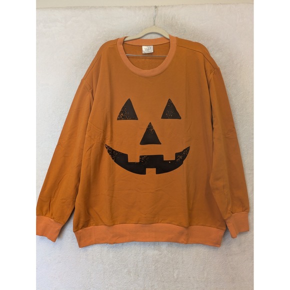 Mebie Baby Tops - NEW Mebie Baby Sweatshirt Women's XL Orange Jack-o-lantern Oversized Spandex